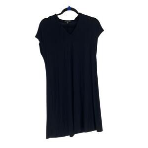 Eileen Fisher Viscose Jersey Knot Black Shirt Dress Minimal Women’s Medium Show